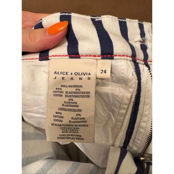 Alice & Olivia Indigo Admiral Stripped BootcutJeans - Picture 12 of 12